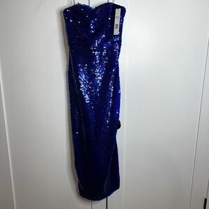 Monique Lhuillier Sequin Strapless Gown